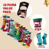 imageJOYIN 12 Pairs Christmas Cute Socks Holiday Warm Soft Cotton Socks for Winter Christmas Holiday or Birthday Gift