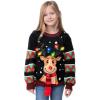 imageJOYIN Kids Christmas Ugly Sweater LED Light Up Reindeer Xmas Sweater Builtin Light Bulbs for Boys Girls Black Medium