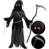 imageSpooktacular Creations Glowing Eyes Grim Reaper Costume for Kids Halloween Costume for Boys Halloween Dressup PartyGrey