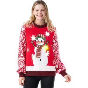 imageAdult Snowman Ugly Sweater with Light Bulbs