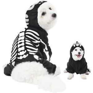 imageSpooktacular Creations Pet Dog Plush Skeleton Hoodie Costume for Halloween Dress Up Party Pet Carnival Outdoor Play