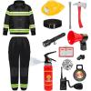 imageSpooktacular Creations Halloween 14PCS Firefighter Costume for Kids Boys Fireman Costume with Toys Set for Toddler RolePlayBlack