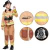 imageSpooktacular Creations Halloween 14PCS Firefighter Costume for Kids Boys Fireman Costume with Toys Set for Toddler RolePlayBrown
