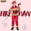 imageSpooktacular Creations Halloween 14PCS Firefighter Costume for Kids Boys Fireman Costume with Toys Set for Toddler RolePlayRed