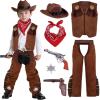 imageSpooktacular Creations Halloween Cowboy Hat Costume for Boys Kids White Brown Western Costume Deluxe Cowboy Outfit Set for Toddler Halloween RolePlay Themed Party Small 57 yrsAll Brown