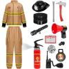 imageSpooktacular Creations Halloween Firefighter Costume for Kids Boys Fireman Costume Set Firefighter Accessories for CosplayBrown