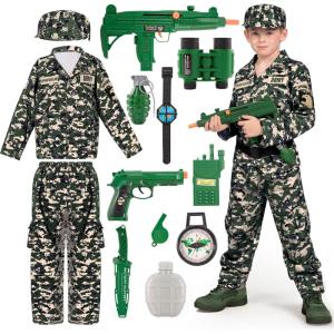 imageSpooktacular Creations Army Costume for Boys Kids Military Costume Soldier DressUp with Accessories for Halloween RoleplayDark Green