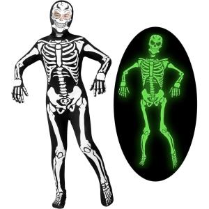 imageSpooktacular Creations Glow in the Dark Skeleton Costume for Kids Boys Halloween Costume for Kids Skeleton Jumpsuit