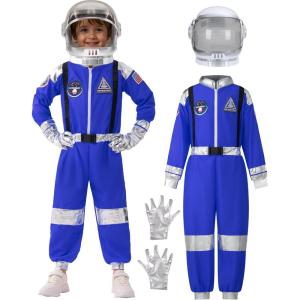 imageSpooktacular Creations Halloween Astronaut Costume for Kids Unisex Astronaut Outfit Toddler Pilot Jumpsuit for Themed PartyBlue