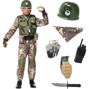 imageSpooktacular Creations Kids Camouflage Army Soldier Costume Halloween Tactical Vest Camo Trooper Costume BoysGray Camouflage