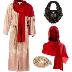 imageSpooktacular Creations Mens Jesus Christ Robe with Wig Beard Shawl Belt Set for Adult Halloween Dress Up Party Cosplay