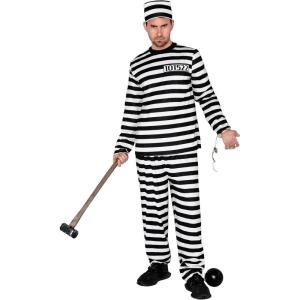 imageSpooktacular Creations Mens Prisoner Costume  Adult Halloween Inmate Jailbird Costume