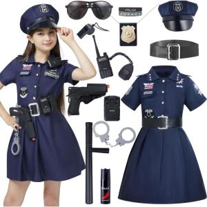 imageSpooktacular Creations Police Officer Costume for Girls Kids Police Costume Cop Dress Outfit Set for Theme Parties