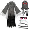 imageSpooktacular Creations Child Unisex Grim Reaper Costume Halloween Costume with Glowing Red Eyes for Kids TrickorTreating