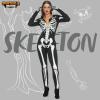 imageSpooktacular Creations Womens Skeleton Costume Glow in the Dark Halloween Skeleton Bodysuit Halloween Costumes for AdultWhite