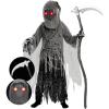 imageSpooktacular Creations Child Unisex Grim Reaper Costume Halloween Costume with Glowing Red Eyes for Kids TrickorTreating