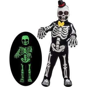 imageSpooktacular Creations Glows in the Dark Skeleton Costume for Boys Halloween Skeleton Costume Bone Jumpsuit for Kids