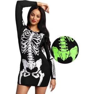 imageSpooktacular Creations Skeleton Dress Women Halloween Glow in The Dark Skeleton Costume for Adult Halloween Dress Up Party Cosplay