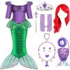 imageSpooktacular Creations Halloween Little Mermaid Costume for Girls Sequin Mermaid Dress Set Dark Purple Princess Dress for Toddler DressUp Cosplay Party Small 57 yrsDark Purple