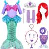 imageSpooktacular Creations Halloween Little Mermaid Costume for Girls Sequin Mermaid Dress Set Dark Purple Princess Dress for Toddler DressUp Cosplay Party Small 57 yrsLight Purple