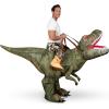 imageSpooktacular Creations TRex Inflatable Costume Adults Air Blow Up Costumes Digital Printing RideOn Dinosaur Costumes Green XLarge71In