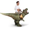 imageSpooktacular Creations TRex Inflatable Costume Adults Air Blow Up Costumes Digital Printing RideOn Dinosaur Costumes Green XLarge71In