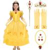 imageSpooktacular Creations Halloween Kids Yellow Princess Costume Princess Corwn Dress Up for Girl Toddler Halloween Birthday