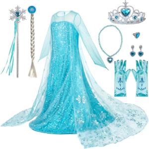 imageSpooktacular Creations Ice Princess Dress for Girls Snow Princess Costume Sequin Dress with Cape for Kid Halloween Birthday