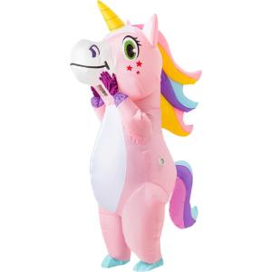 imageSpooktacular Creations Inflatable Costume Adult Full Body Riding a Unicorn Blow Up Costume for Halloween Inflatables PartyPink