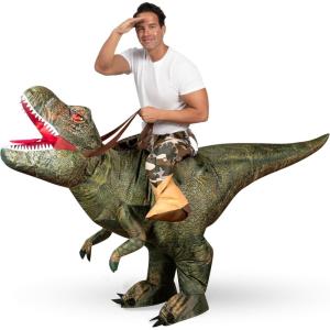 imageSpooktacular Creations TRex Inflatable Costume Adults Air Blow Up Costumes Digital Printing RideOn Dinosaur Costumes Green XLarge71In