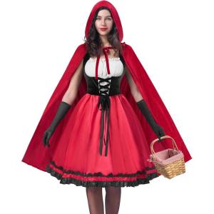 imageSpooktacular Creations Women Little Red Riding Hood Costume Halloween Hooded Cloak Adult Cape Dress for Fairy Cosplay PartyWomens