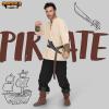 imageSpooktacular Creations Halloween Mens Renaissance Costume Medieval Costume Men Set Pirate Shirt Viking Ankle Banded PantsBlack