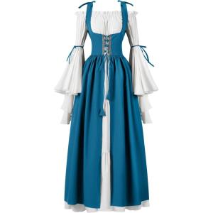 imageSpooktacular Creations Halloween Renaissance Costume Women Renaissance Corset Dress Plus Size Medieval Chemise for CosplayBlue