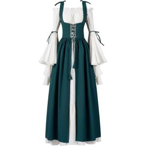 imageSpooktacular Creations Halloween Renaissance Costume Women Renaissance Corset Dress Plus Size Medieval Chemise for CosplayGreen