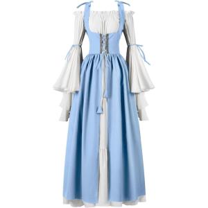 imageSpooktacular Creations Halloween Renaissance Costume Women Renaissance Corset Dress Plus Size Medieval Chemise for CosplayLight Blue