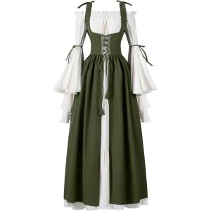 imageSpooktacular Creations Halloween Renaissance Costume Women Renaissance Corset Dress Plus Size Medieval Chemise for CosplayOlive