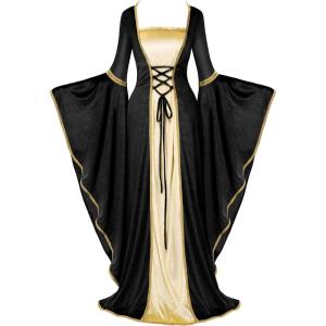 imageSpooktacular Creations Renaissance Costume Women Velvet Medieval Dress for Women Irish Renaissance Dress for HalloweenBlack