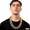 imageSpooktacular Creations Chunky Fake Gold Chain for Hip Hop Rapper Costume Jewelry Fake Plastic Gold Necklace Accessories for 80s 90s Men Women Halloween Costume Dress Up Party Props