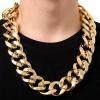 imageSpooktacular Creations Chunky Fake Gold Chain for Hip Hop Rapper Costume Jewelry Fake Plastic Gold Necklace Accessories for 80s 90s Men Women Halloween Costume Dress Up Party Props