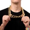imageSpooktacular Creations Chunky Fake Gold Chain for Hip Hop Rapper Costume Jewelry Fake Plastic Gold Necklace Accessories for 80s 90s Men Women Halloween Costume Dress Up Party Props