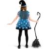 imageSpooktacular Creations Girls Light Up Witch Costume Kids Witch Costume with Hat and Broom for Toddler Halloween Dress PartyBlue