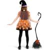 imageSpooktacular Creations Girls Light Up Witch Costume Kids Witch Costume with Hat and Broom for Toddler Halloween Dress PartyOrange