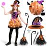 imageSpooktacular Creations Girls Light Up Witch Costume Kids Witch Costume with Hat and Broom for Toddler Halloween Dress PartyOrange