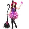 imageSpooktacular Creations Girls Light Up Witch Costume Kids Witch Costume with Hat and Broom for Toddler Halloween Dress PartyPink