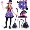 imageSpooktacular Creations Girls Light Up Witch Costume Kids Witch Costume with Hat and Broom for Toddler Halloween Dress PartyPurple