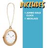 imageSpooktacular Creations Gold Clock Necklace Halloween Jumbo Gold Necklace White Rabbit Clock Hip Hop Rapper for Kids Women Men Halloween Party Decorations White Rabbit Costume