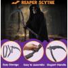 imageSpooktacular Creations Grim Reaper Scythe Prop Grim Reaper Faux Scythe Blade Weapon Costume Sickle Toy Accessories for Adult or Kids Pretend Play Halloween Dress Up Party Black