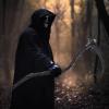 imageSpooktacular Creations Grim Reaper Scythe Prop Grim Reaper Faux Scythe Blade Weapon Costume Sickle Toy Accessories for Adult or Kids Pretend Play Halloween Dress Up Party Black