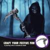 imageSpooktacular Creations Halloween Sin Scythe Costume Accessory Scythe Tool Toy Weapons Silver Skeleton Skull Staff for Kids Women Men Halloween Cosplay Cane Props Party Dress Up