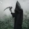imageSpooktacular Creations Halloween Sin Scythe Costume Accessory Scythe Tool Toy Weapons Silver Skeleton Skull Staff for Kids Women Men Halloween Cosplay Cane Props Party Dress Up